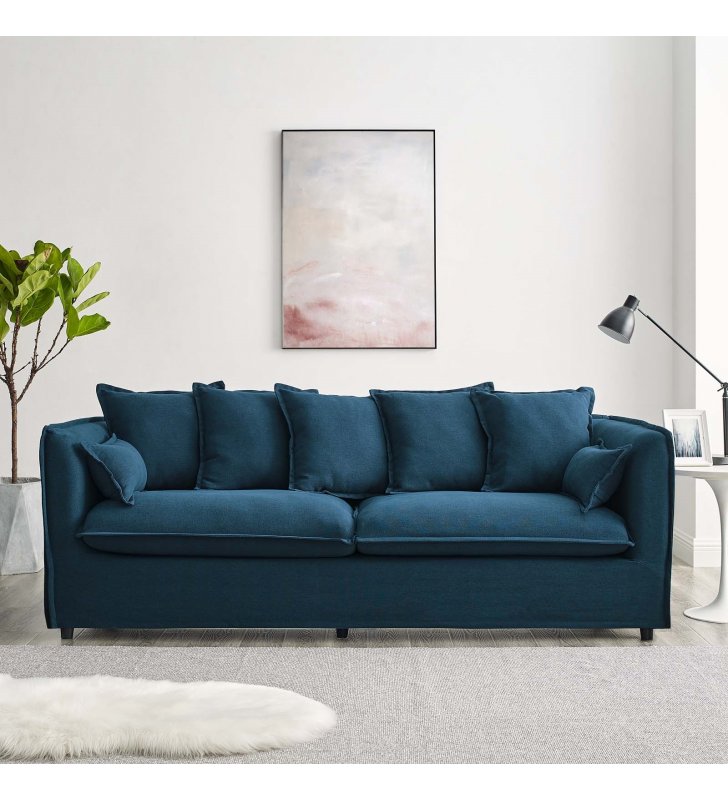Avalon Slipcover Fabric Sofa in Azure - Lexmod
