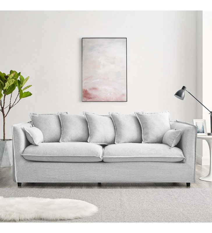 Avalon Slipcover Fabric Sofa in Light Gray - Lexmod