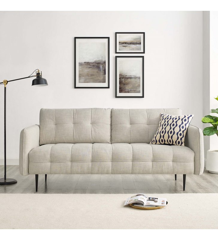 Cameron Tufted Fabric Sofa in Beige - Lexmod