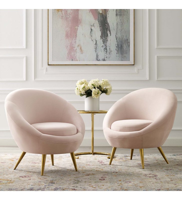 Circuit Accent Chair Performance Velvet Set of 2 in Pink - Lexmod