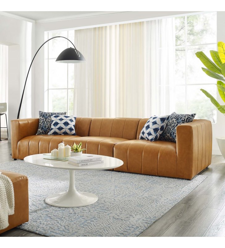 Bartlett Vegan Leather 3-Piece Sofa in Tan - Lexmod