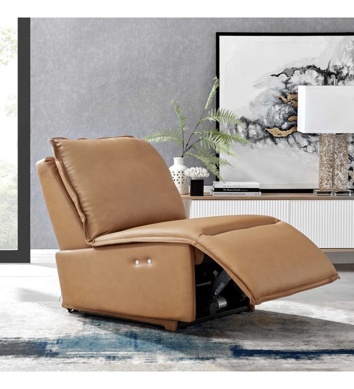 Supine Leather Recliner Chair in Tan - Lexmod