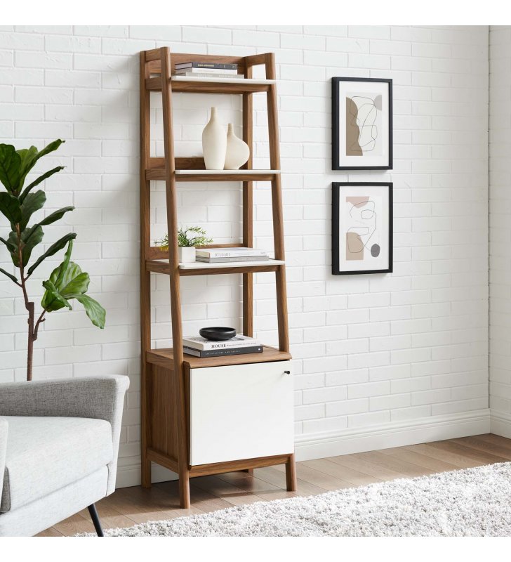 Bixby 21" Bookshelf in Walnut White - Lexmod