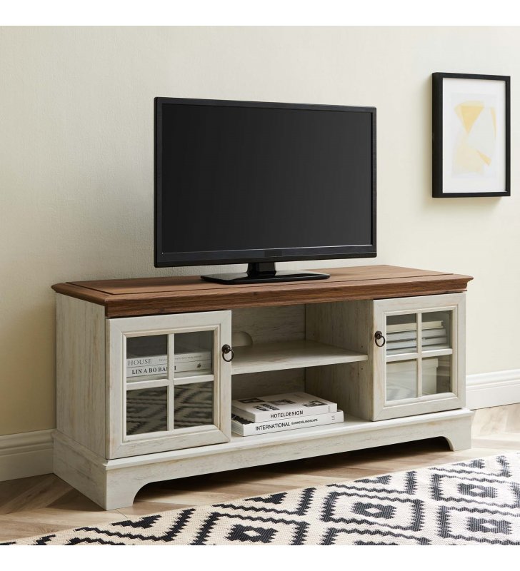 Pacific 47" TV Stand in Walnut White - Lexmod