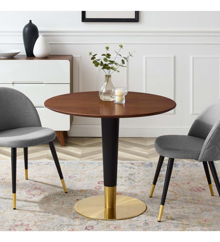 Zinque 36" Dining Table in Gold Walnut - Lexmod
