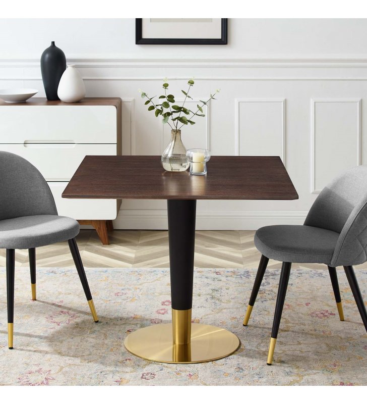 Zinque 36" Square Dining Table in Gold Cherry Walnut - Lexmod
