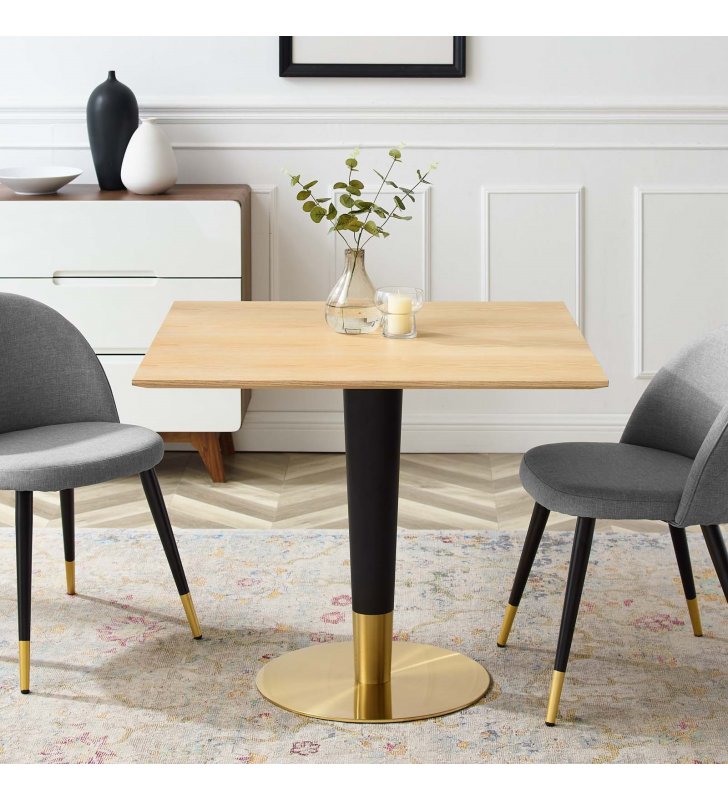 Zinque 36" Square Dining Table in Gold Natural - Lexmod