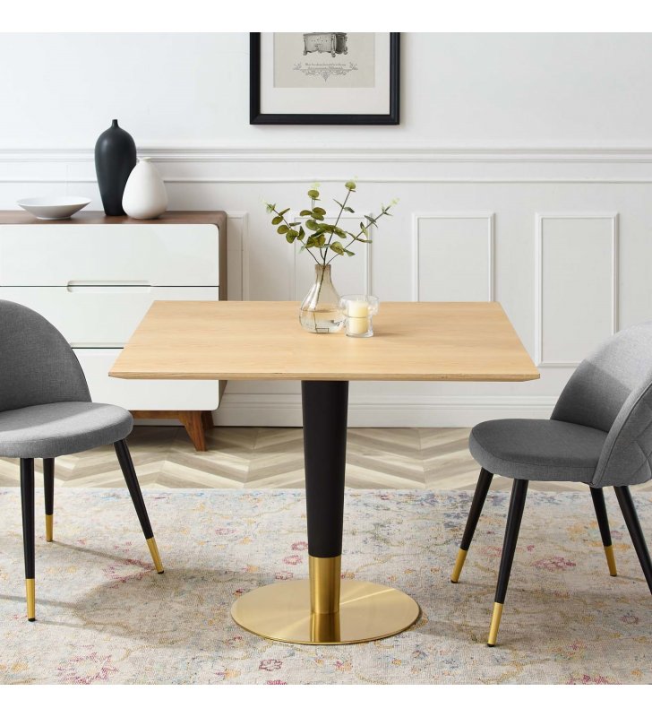 Zinque 40" Square Dining Table in Gold Natural - Lexmod