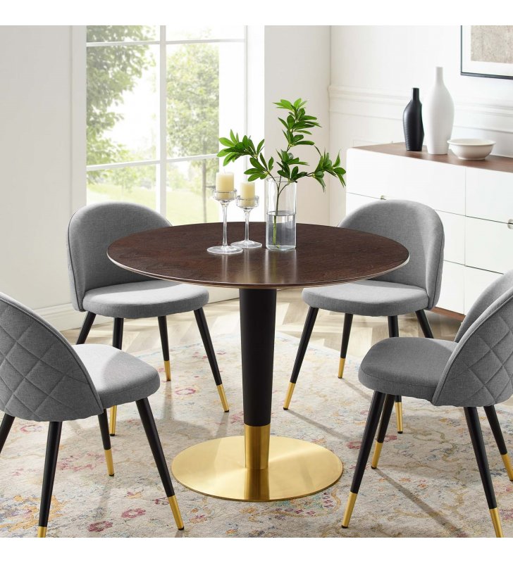 Zinque 40" Dining Table in Gold Cherry Walnut - Lexmod