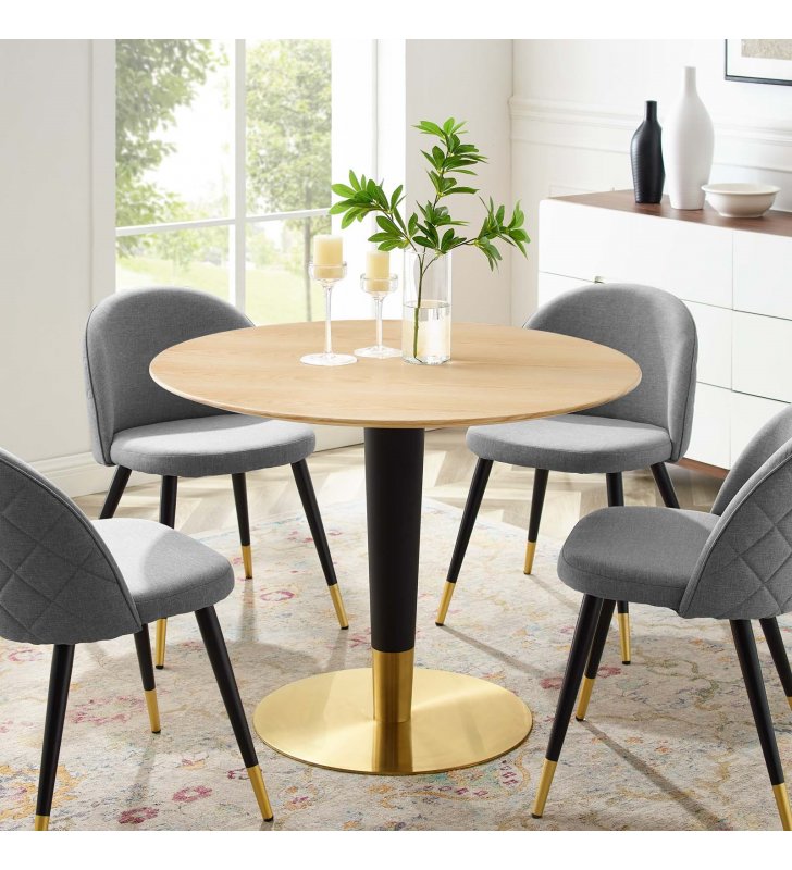 Zinque 40" Dining Table in Gold Natural - Lexmod