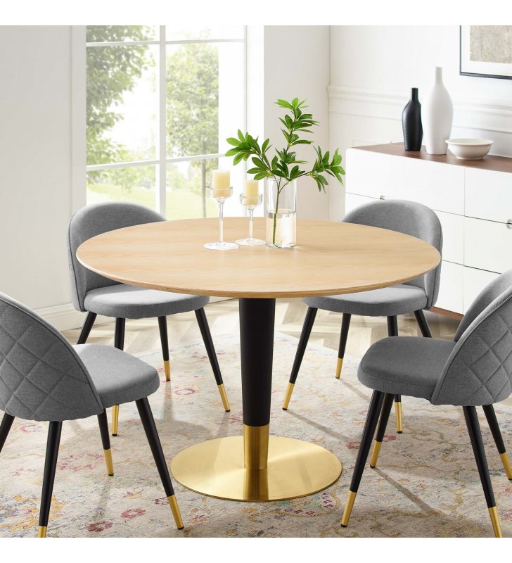 Zinque 47" Dining Table in Gold Natural - Lexmod