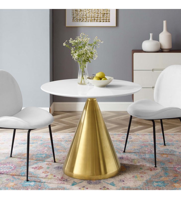 Tupelo 36" Dining Table in Gold White - Lexmod