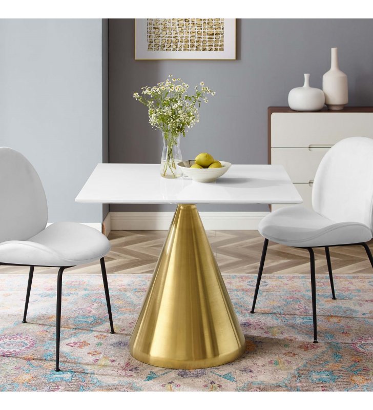Tupelo 36" Square Dining Table in Gold White - Lexmod
