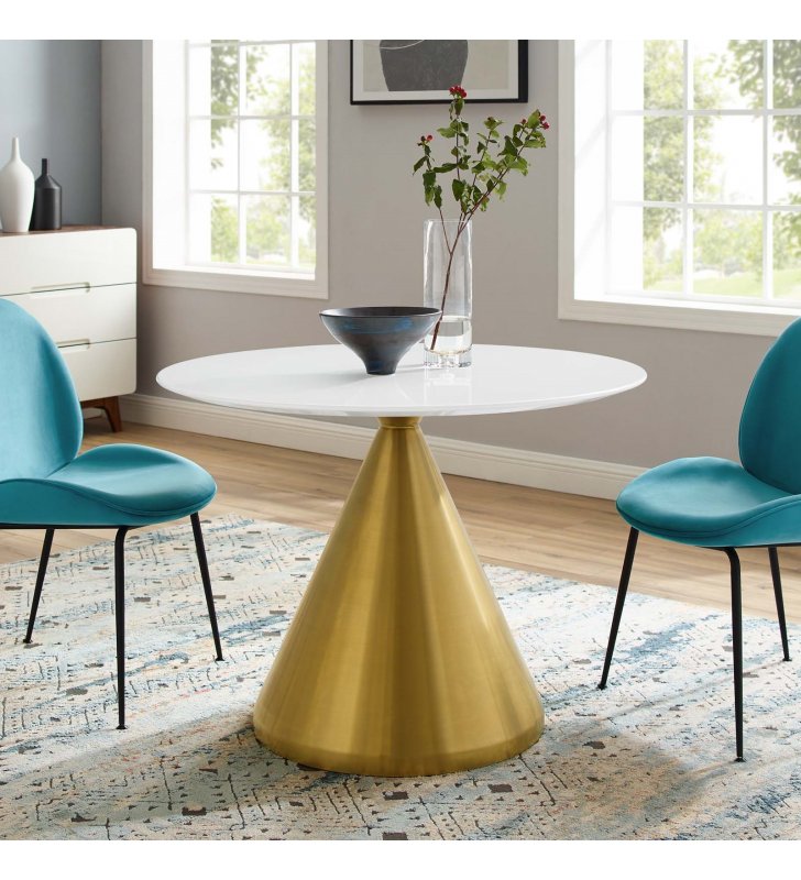 Tupelo 40" Dining Table in Gold White - Lexmod