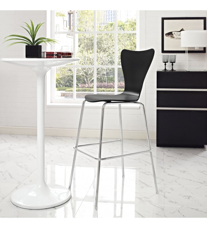 Ernie Wood Bar Stool in Black - Lexmod