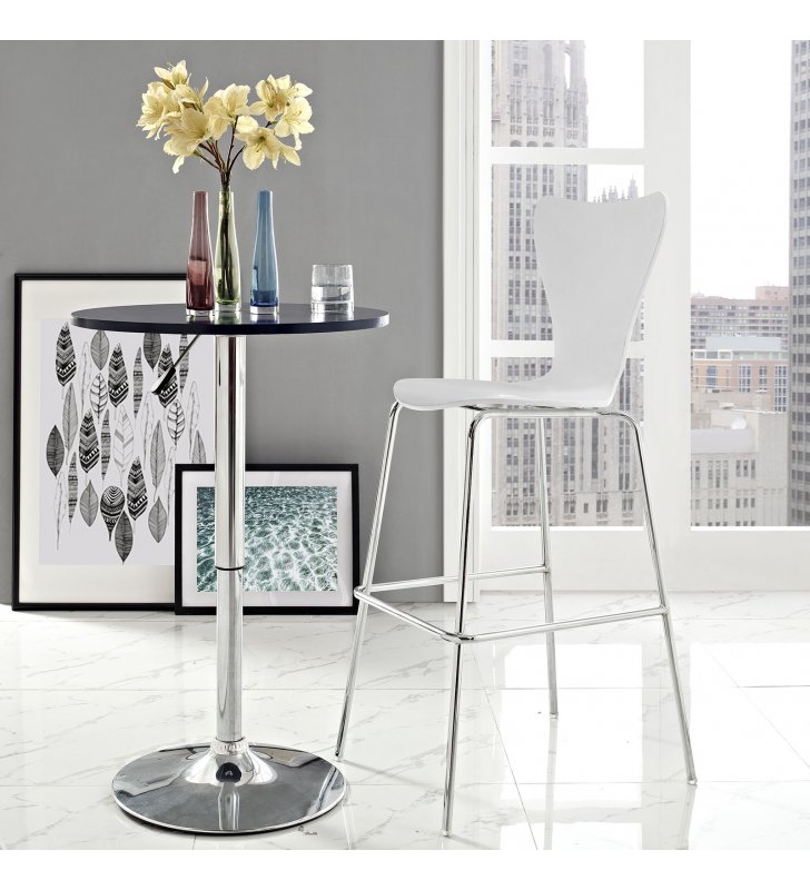 Ernie Wood Bar Stool in White - Lexmod
