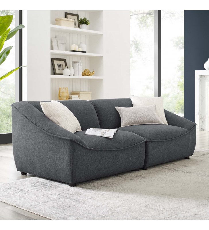 Comprise 2-Piece Loveseat in Charcoal - Lexmod