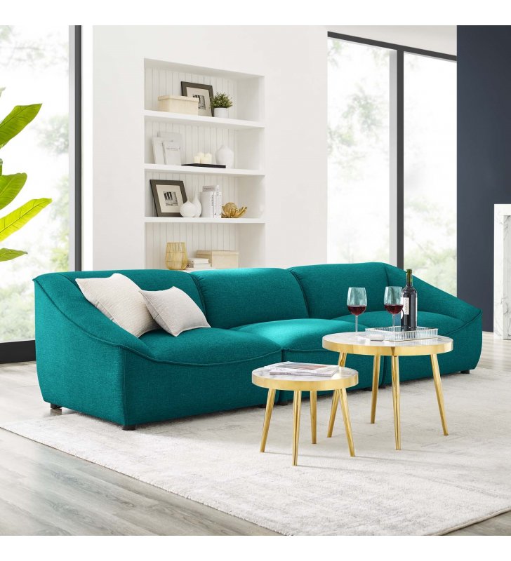 Comprise 3-Piece Sofa in Teal - Lexmod
