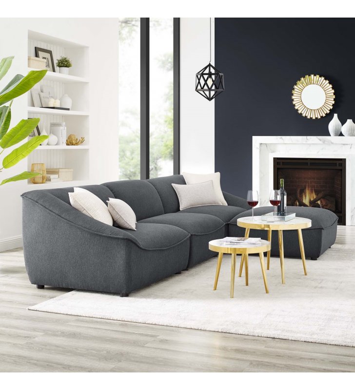 Comprise 4-Piece Living Room Set in Charcoal - Lexmod
