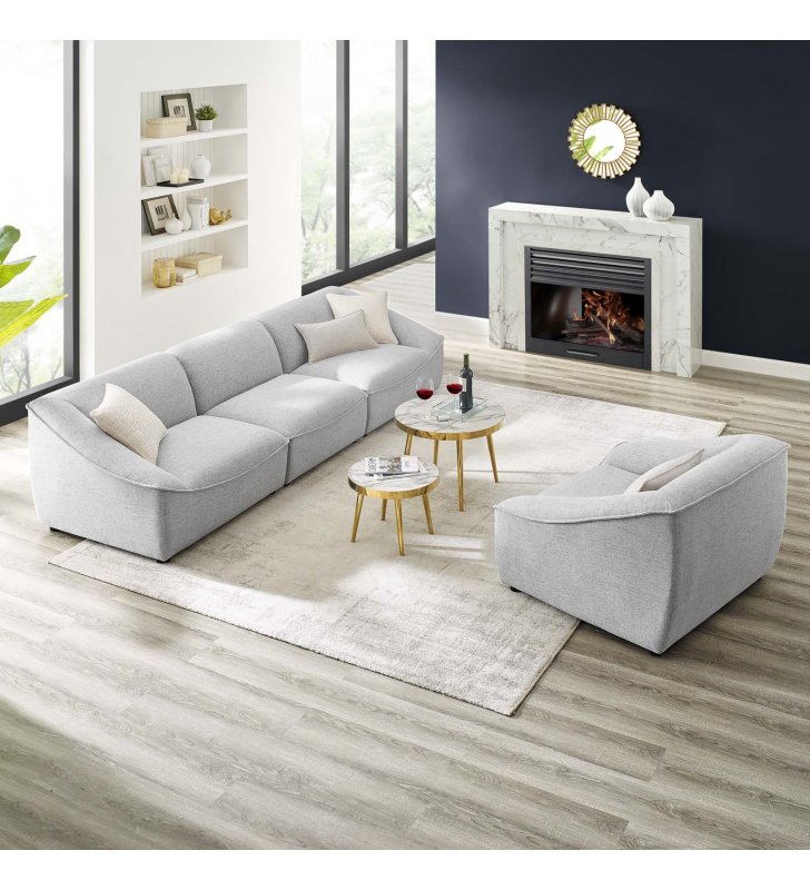 Comprise 4-Piece Living Room Set in Light Gray - Lexmod