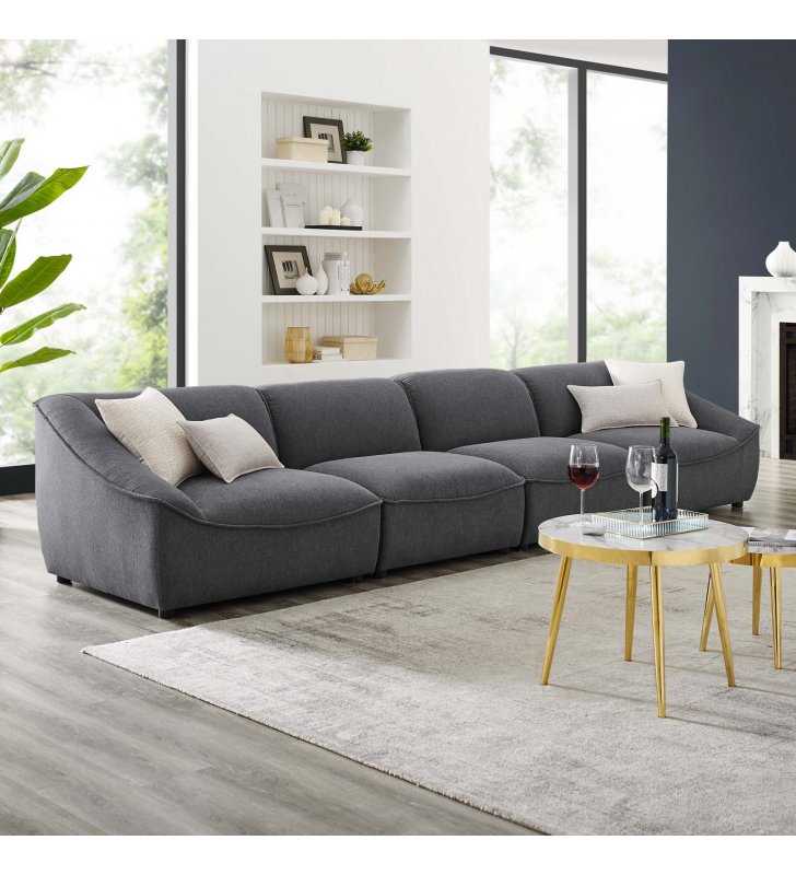 Comprise 4-Piece Sofa in Charcoal - Lexmod