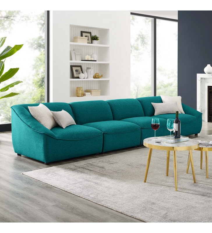 Comprise 4-Piece Sofa in Teal - Lexmod