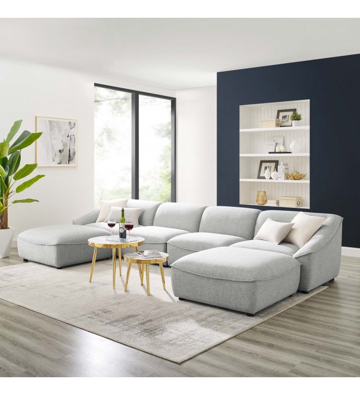 Comprise 6-Piece Living Room Set in Light Gray - Lexmod