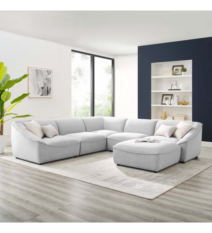 Comprise 6-Piece Sectional Sofa in Light Gray - Lexmod
