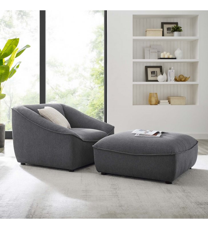 Comprise 2-Piece Living Room Set in Charcoal - Lexmod