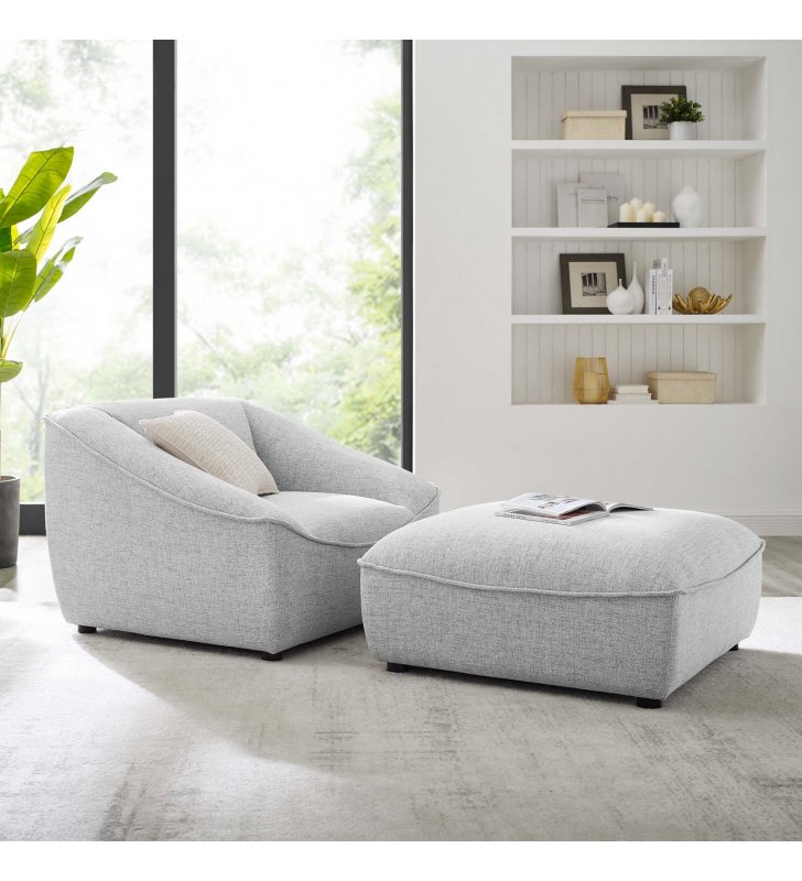 Comprise 2-Piece Living Room Set in Light Gray - Lexmod