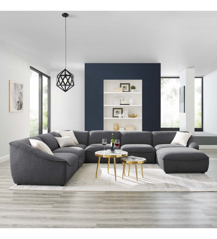 Comprise 7-Piece Sectional Sofa in Charcoal - Lexmod