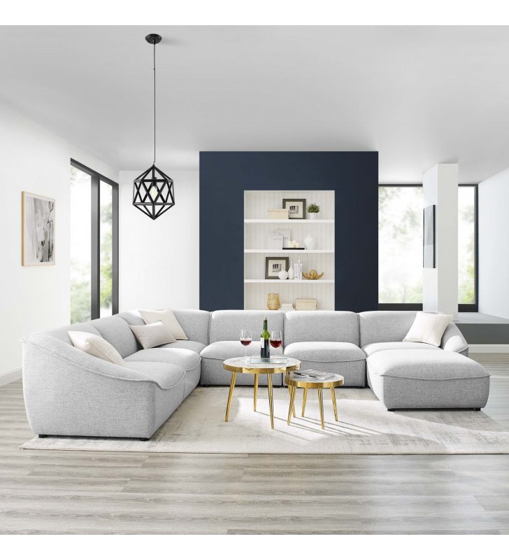 Comprise 7-Piece Sectional Sofa in Light Gray - Lexmod