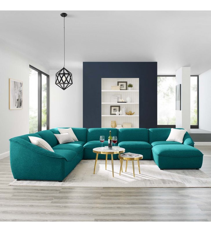 Comprise 7-Piece Sectional Sofa in Teal - Lexmod
