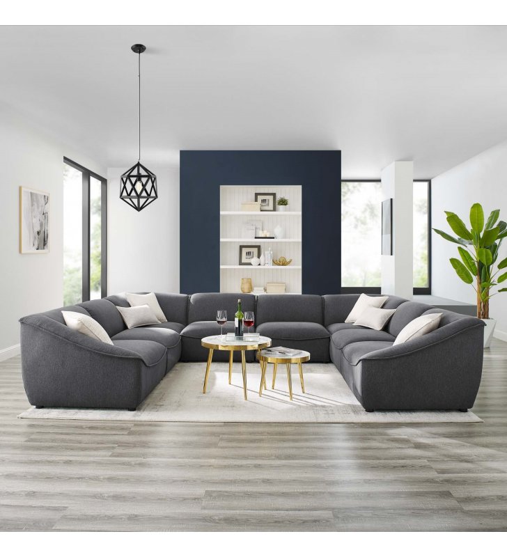 Comprise 8-Piece Sectional Sofa in Charcoal - Lexmod
