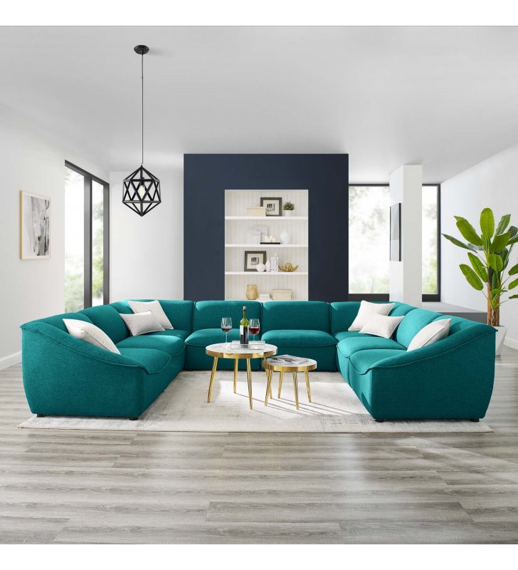 Comprise 8-Piece Sectional Sofa in Teal - Lexmod
