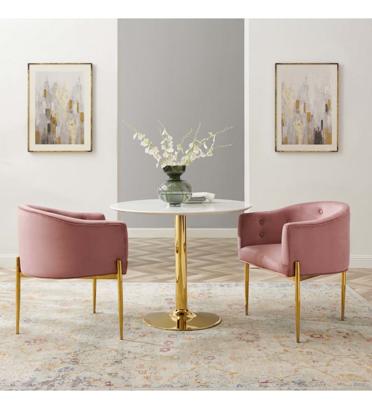 Savour Tufted Performance Velvet Accent Chairs - Set of 2 in Dusty Rose - Lexmod
