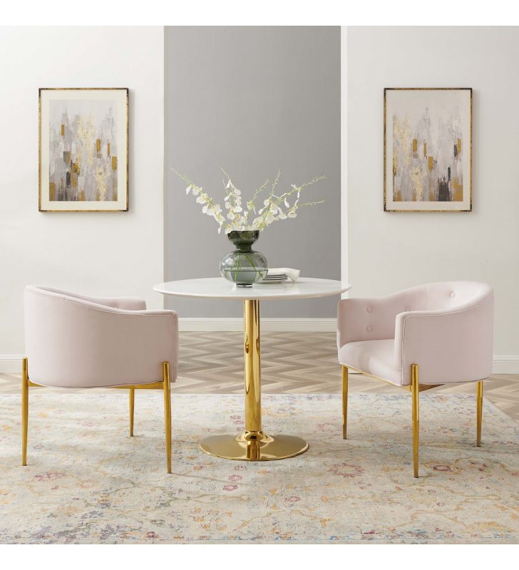 Savour Tufted Performance Velvet Accent Chairs - Set of 2 in Pink - Lexmod
