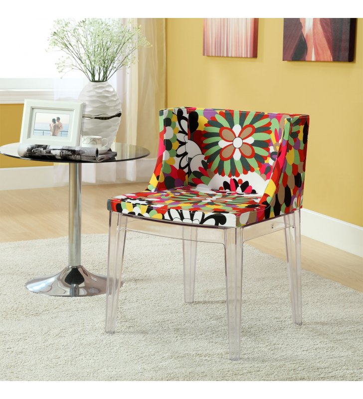 Flower Dining Side Chair in Clear - Lexmod