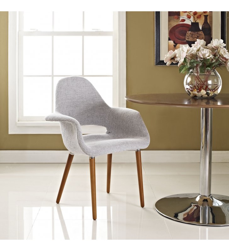 Aegis Dining Armchair in Light Gray - Lexmod