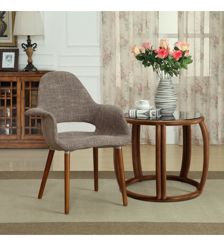 Aegis Dining Armchair in Taupe - Lexmod
