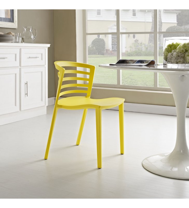 Curvy Dining Side Chair in Yellow - Lexmod