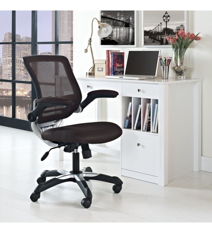 Edge Mesh Office Chair in Brown - Lexmod
