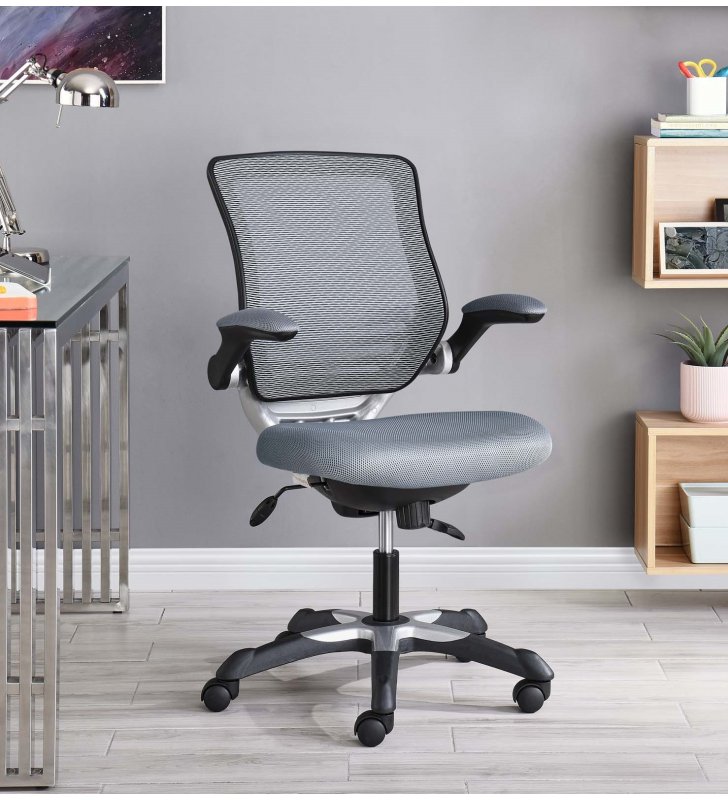 Edge Mesh Office Chair in Gray - Lexmod
