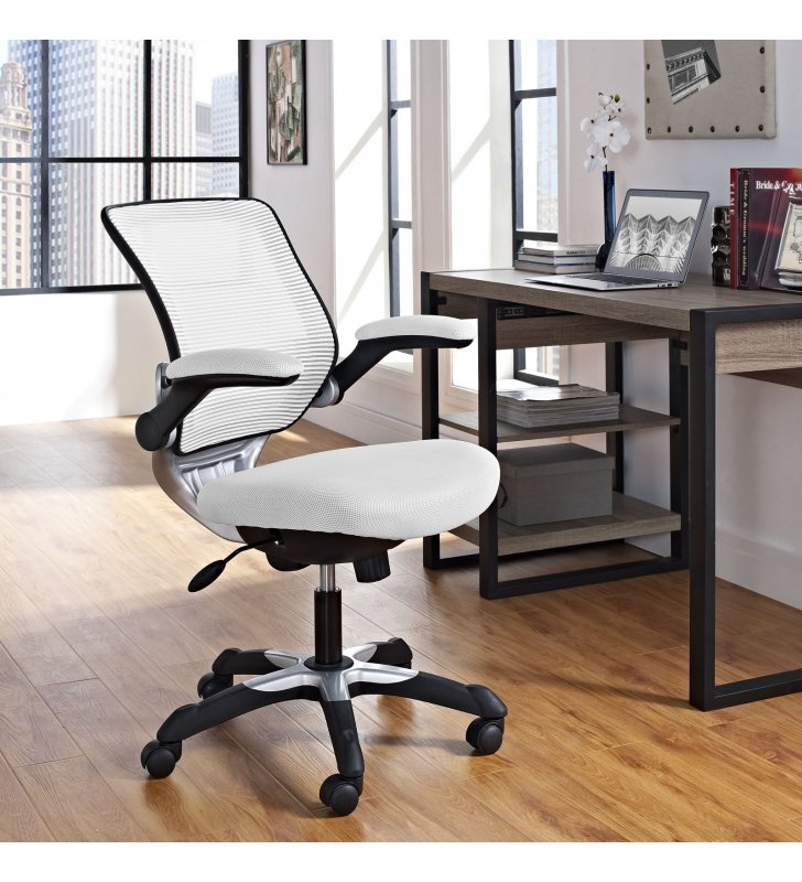 Edge Mesh Office Chair in White - Lexmod