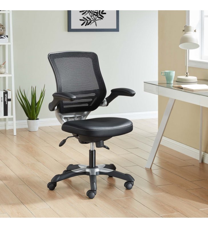 Edge Vinyl Office Chair in Black - Lexmod
