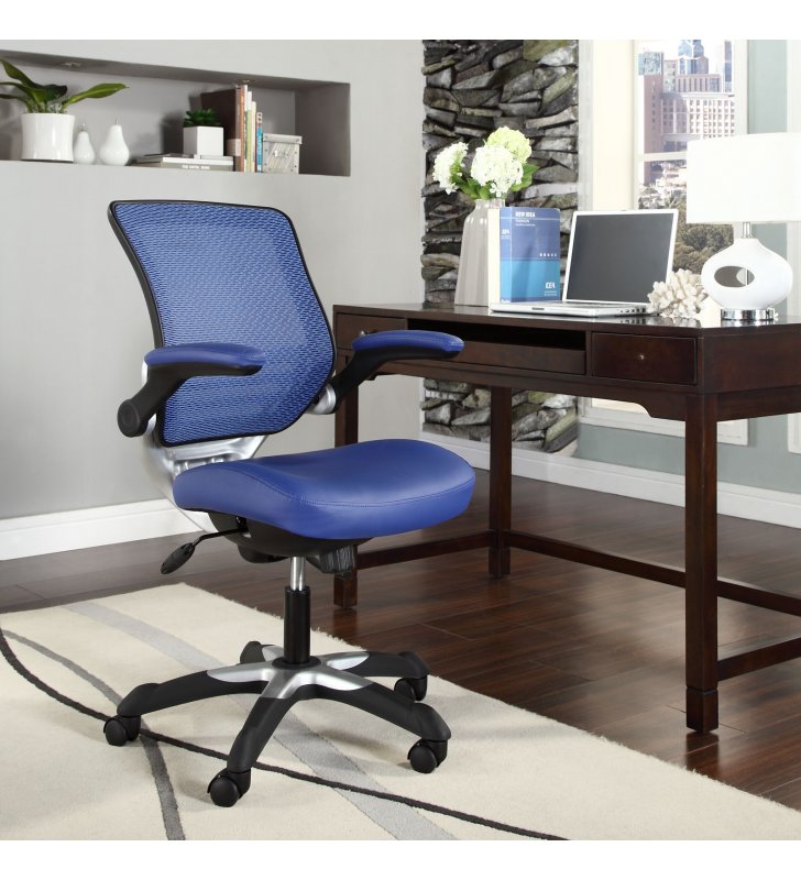 Edge Vinyl Office Chair in Blue - Lexmod
