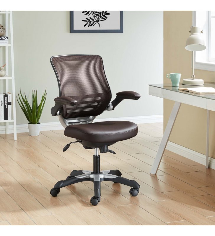Edge Vinyl Office Chair in Brown - Lexmod