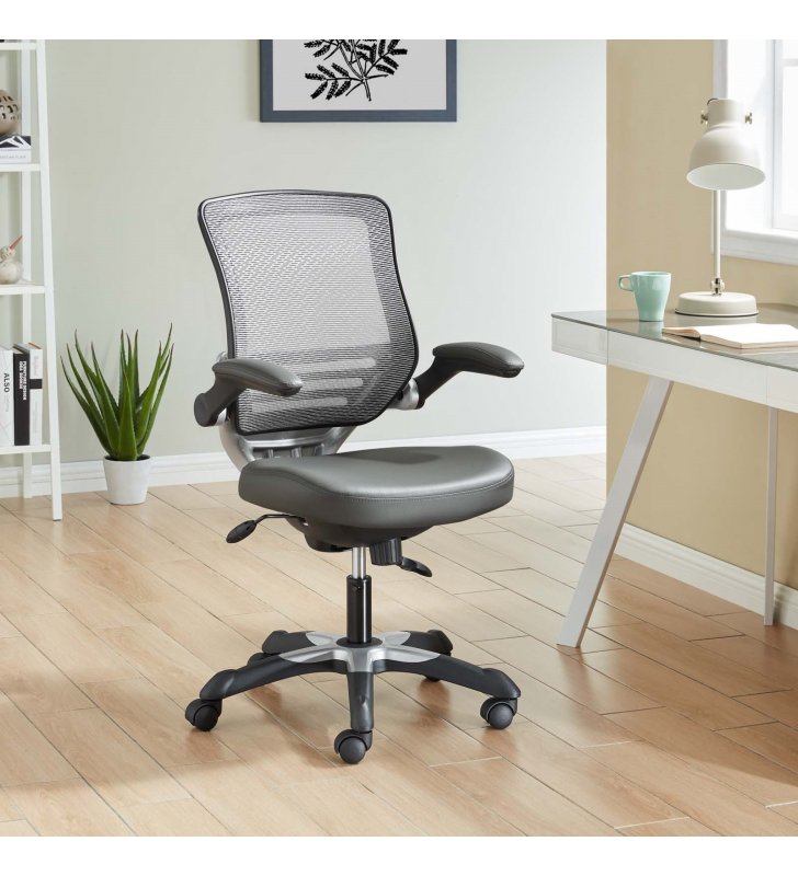 Edge Vinyl Office Chair in Gray - Lexmod