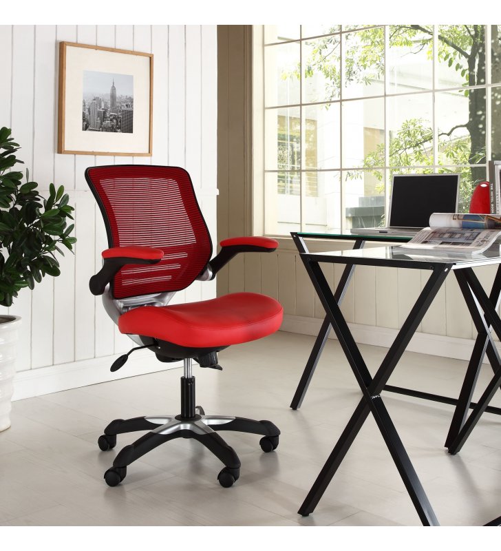 Edge Vinyl Office Chair in Red - Lexmod