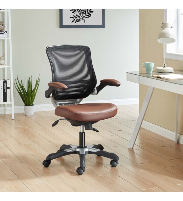 Edge Vinyl Office Chair in Tan - Lexmod